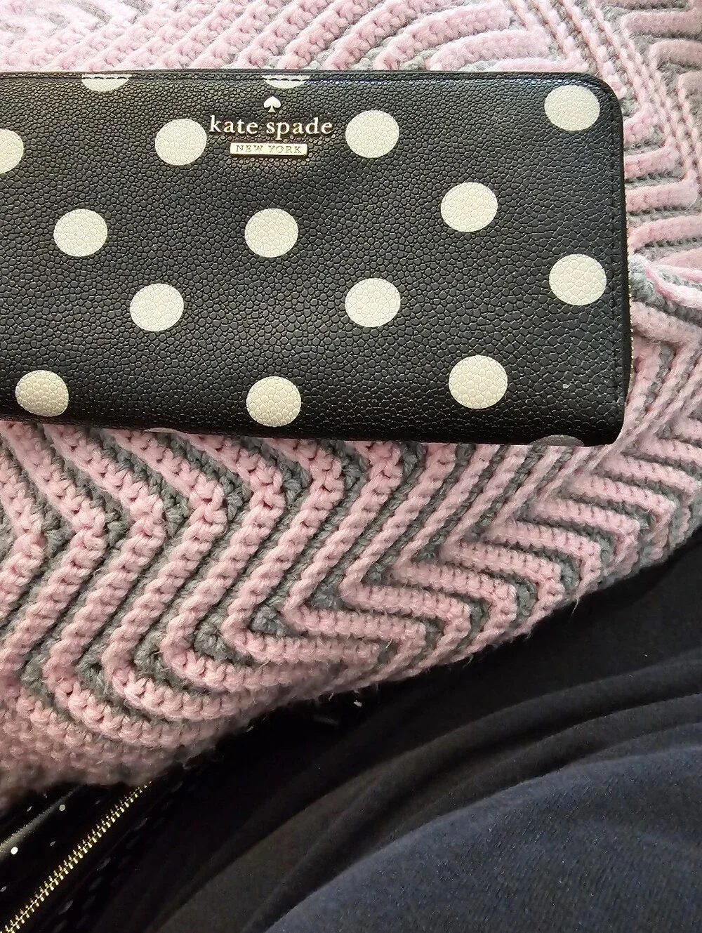 kate spade Black Polka Dot Continental Wallet